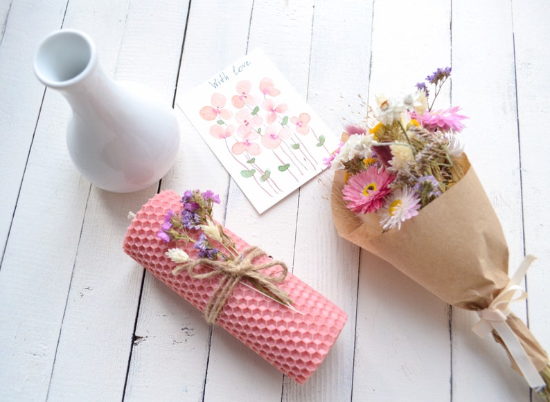 Sympathy Gift Box Dried Flower Bouquet Vase Homemade Candle Etsy