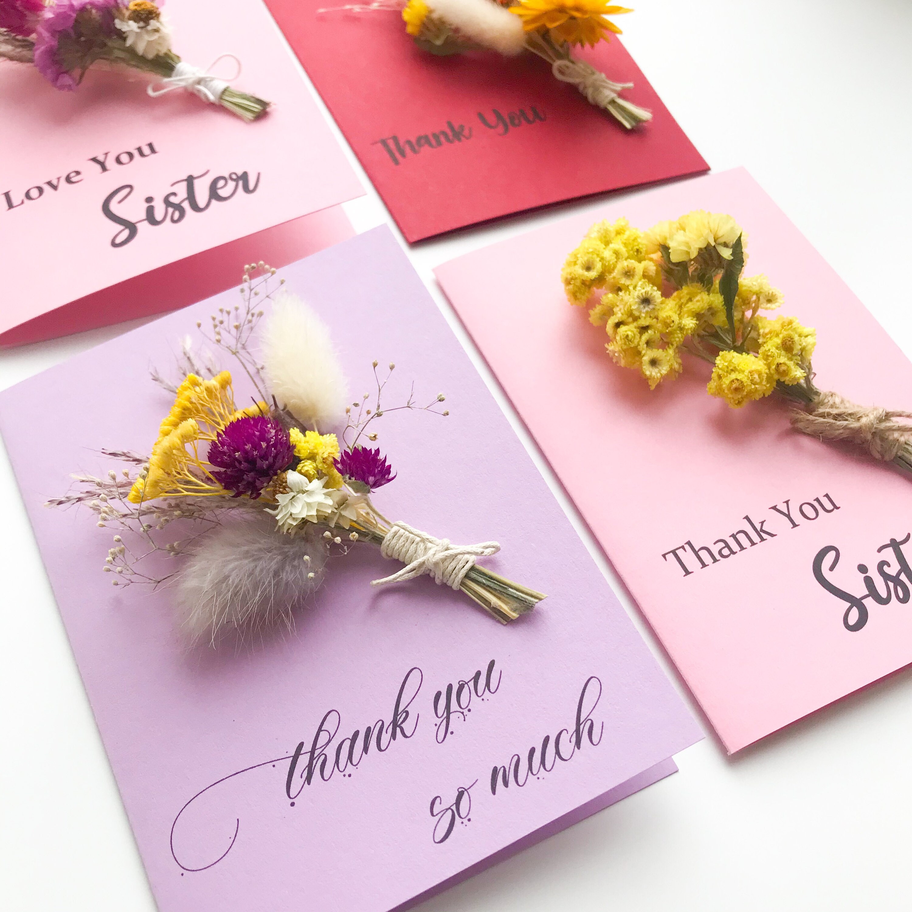 Thank you Sister Card Dried Flower Card Dry floral Etsy