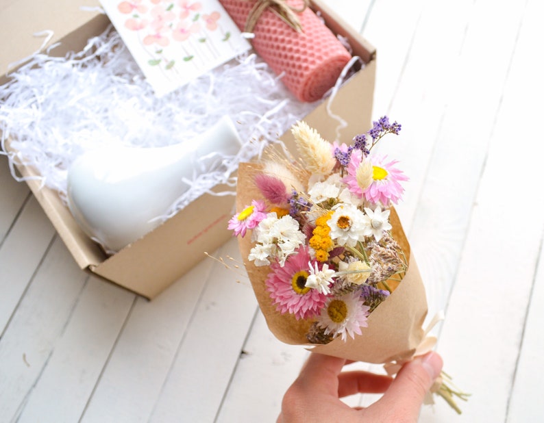 Sympathy Gift Box Dried Flower Bouquet Vase Homemade Candle Etsy