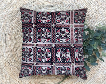 Handmade Traditional Square pattern Soft &Smooth Decorative Pillow cover with Invisible Zipper • 16"x16"•18"x18"•20"x20"•Customization• Gift