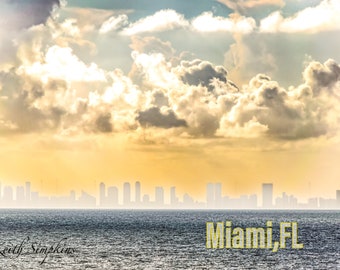 Miami Oceanview Skyline Postcard, Landscape Postcard, Original Photography