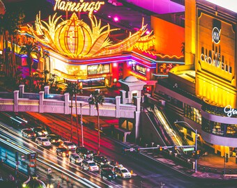 The Flamingo Hotel and the Las Vegas strip, Landscape Photography, Digital Art, Original Print