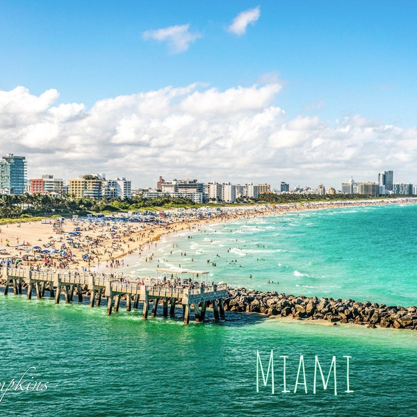 Miami Beach Postcard, Landscape Photography Postcard, Original Digital Art Postcard