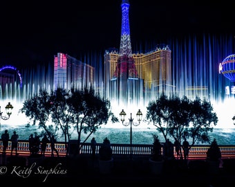 Las Vegas Bellagio Fountain Show, Original Photography Postcard