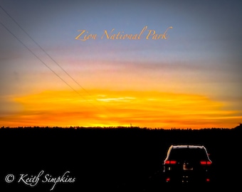 Zion National Park Sunset Postcard, Landscape Photography