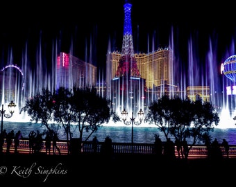 Bellagio Fountain Show Postcard, Las Vegas Strip Photography