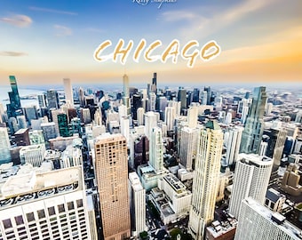 Dreams Rise with the City, Landscape Postcard, Digital Art Postcard