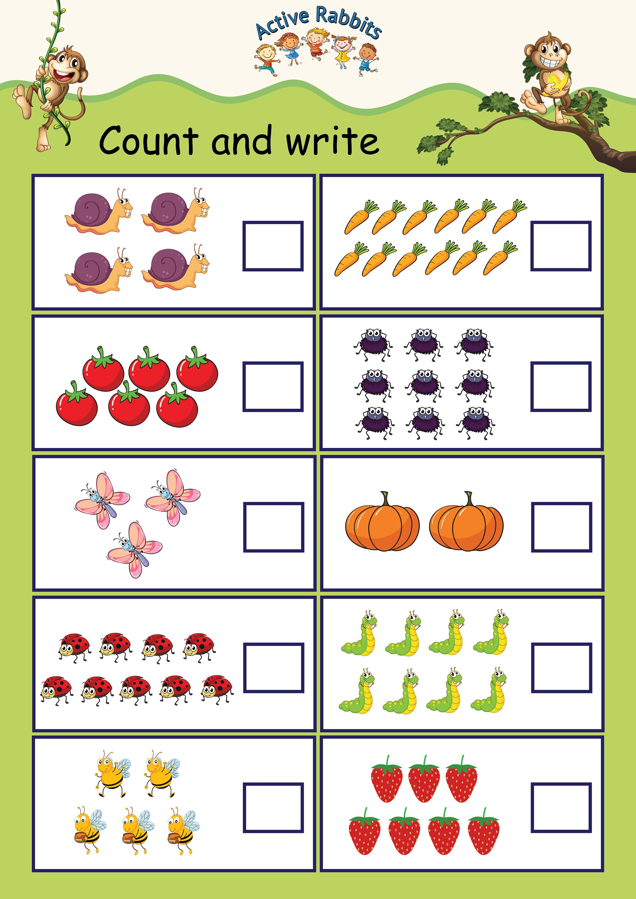 printable kindergarten worksheet count and write missing etsy