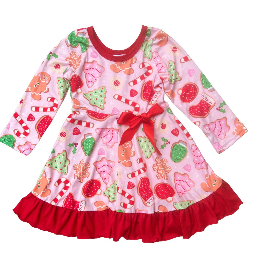 Girls Candy Cane Christmas L/S Dress by Swoon Baby