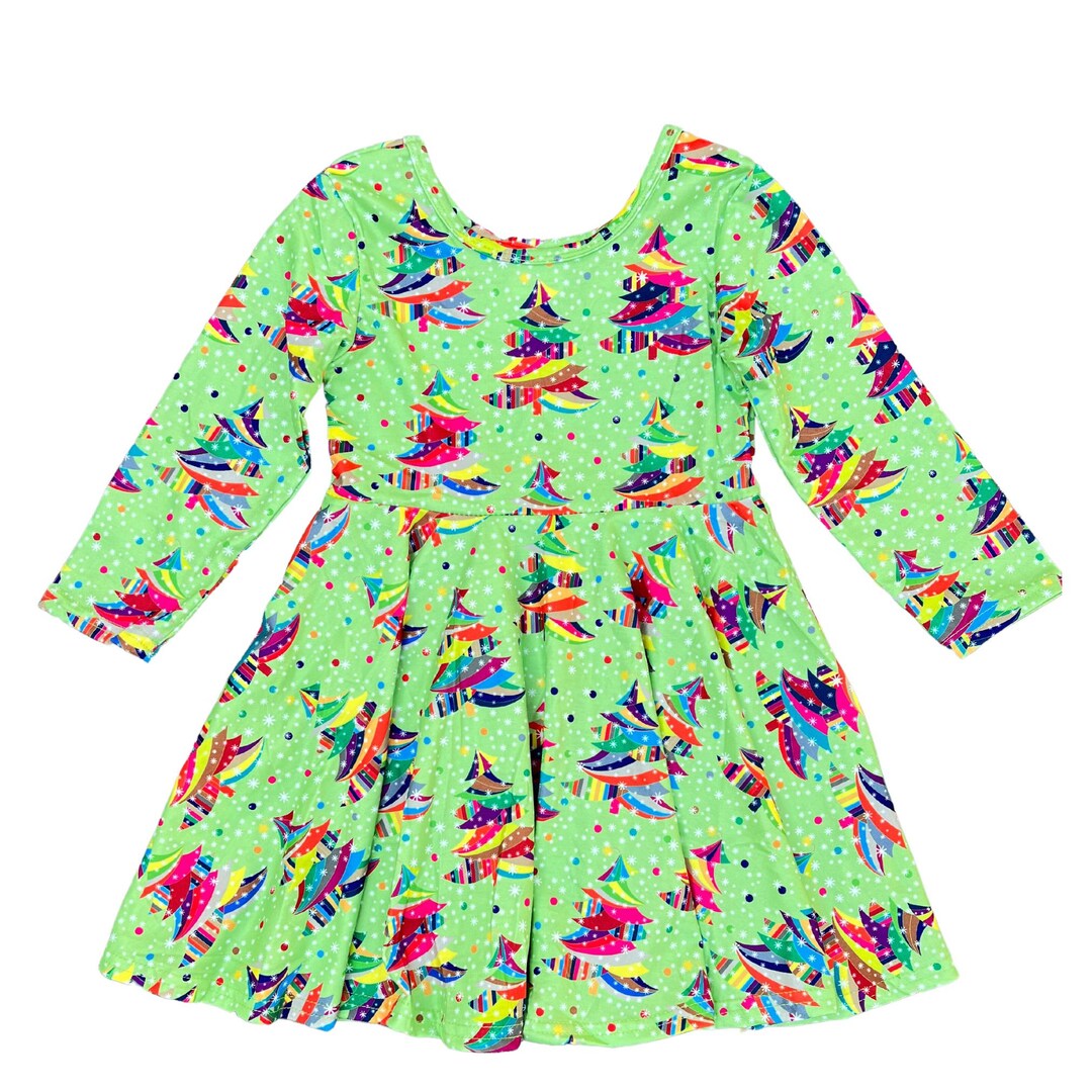 Toddler Christmas Dress, Bright Green Holiday Dress, Xmas Toddler Dress