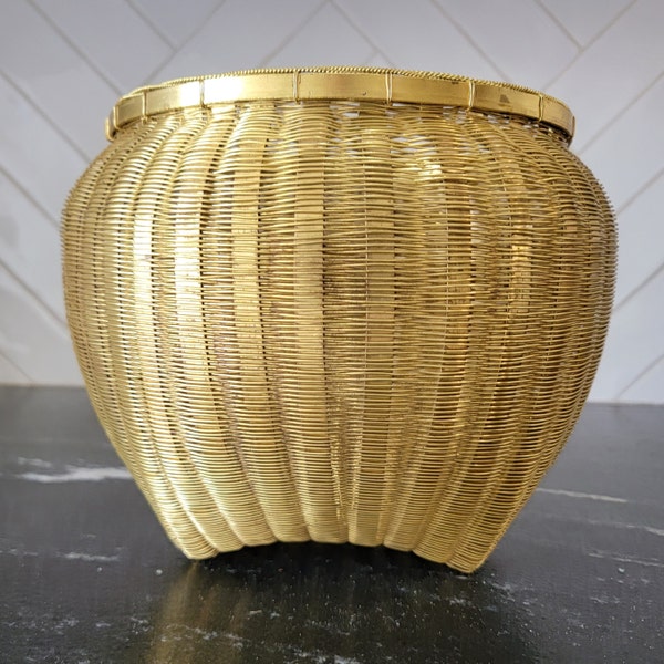 Unique Vintage Patina Woven Metal Basket