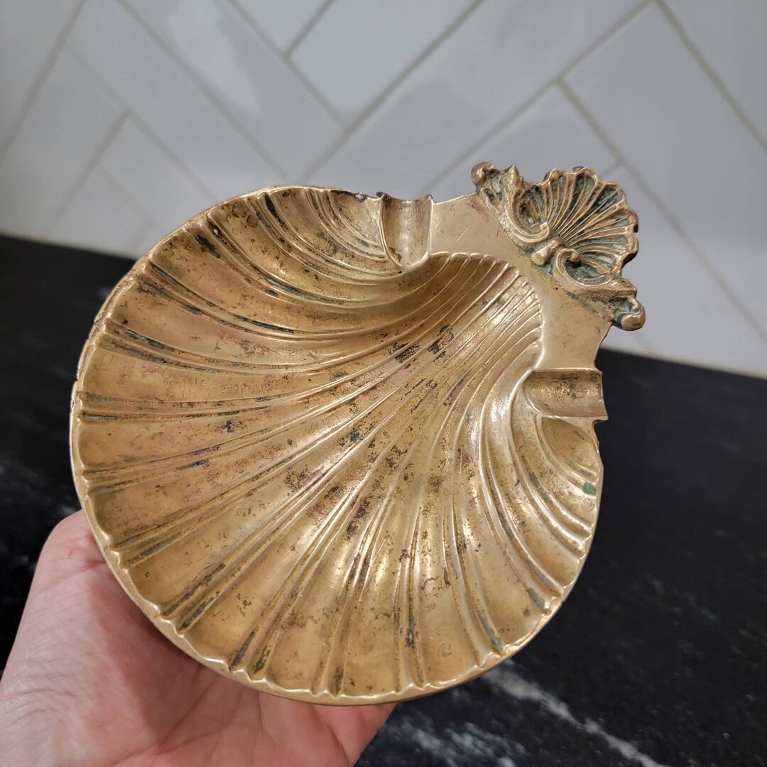 Vinatge Brass Clam Shell Tray Ash Tray Jewelry Dish Etsy