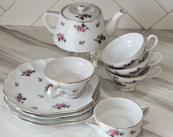 Royal Sealy China - Rose & Shell Plate Tea Set