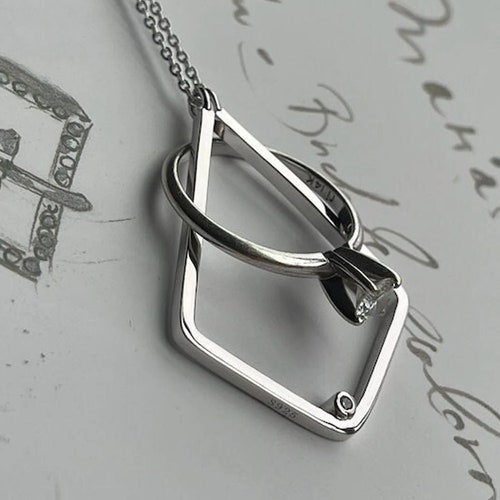 Ring Holder Necklace SILVER GEOMETRIC Wedding Ring Necklace Etsy