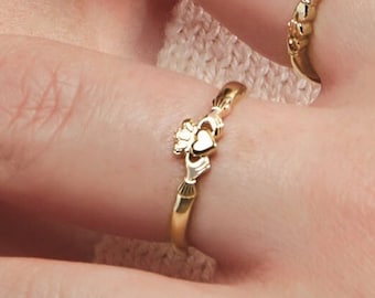 Claddagh Ring Gold, 14K Gold Claddagh Ring Women, Irish Claddagh Ring, Yellow Gold, White Gold, Rose Gold, Claddagh Gift Ring