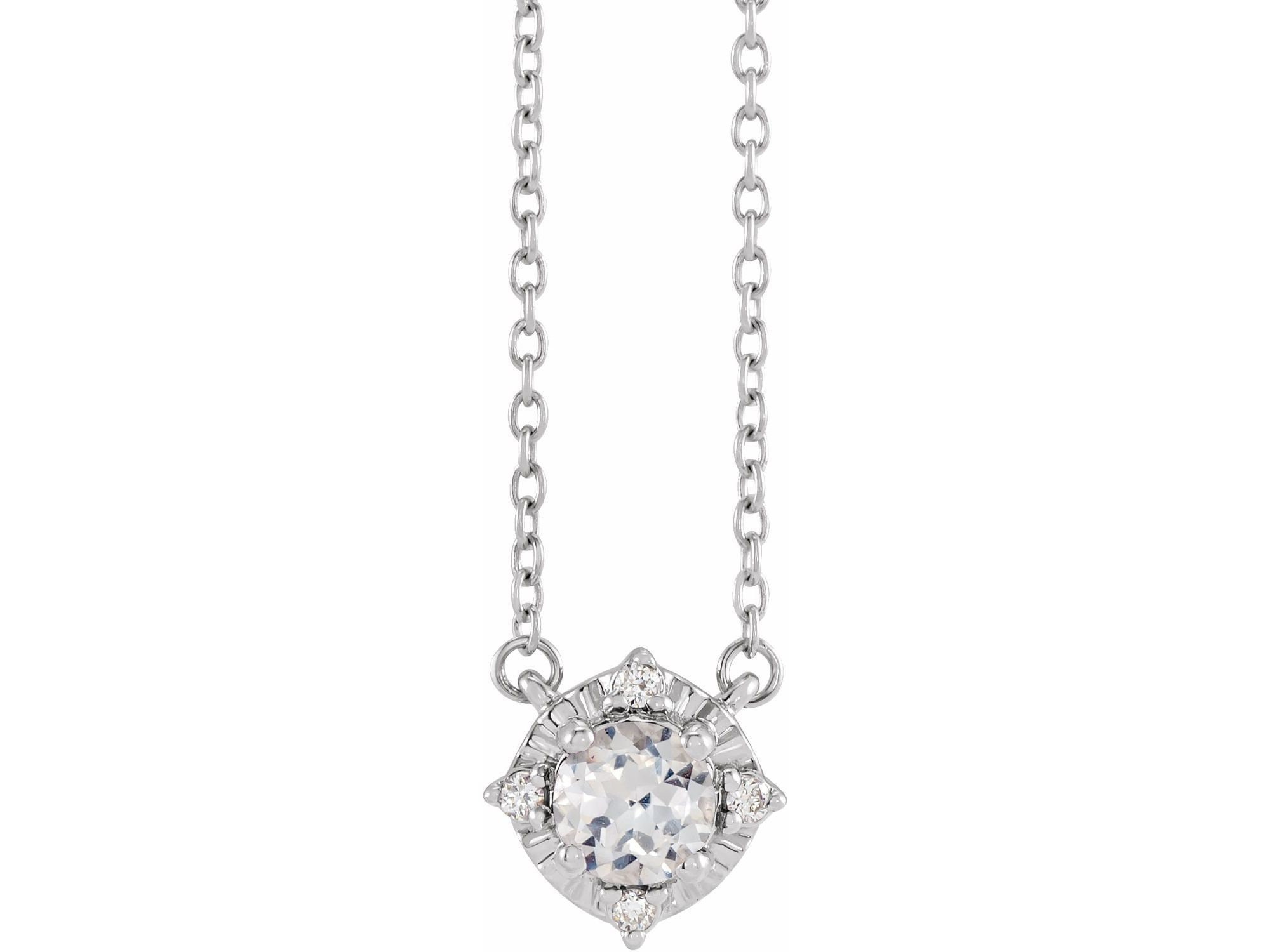 White Sapphire Necklace With Diamonds 