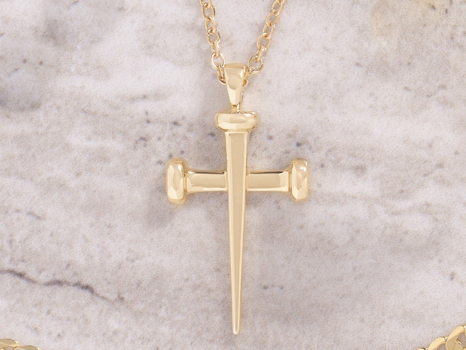 Nail cross pendant gold Outlet