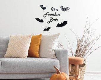 3D Bats, Wooden Bats, It&#39;s Freakin Bats wood sign, Halloween Decor, Fall Decor, Spooky Season, Spider Web