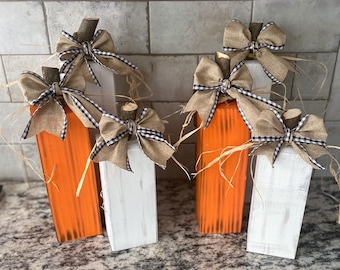 Wooden Pumpkins, Pumpkin Set, 4x4 pumpkins, Halloween Decorations, Fall Porch Decorations, Thanksgiving table décor, fall decor