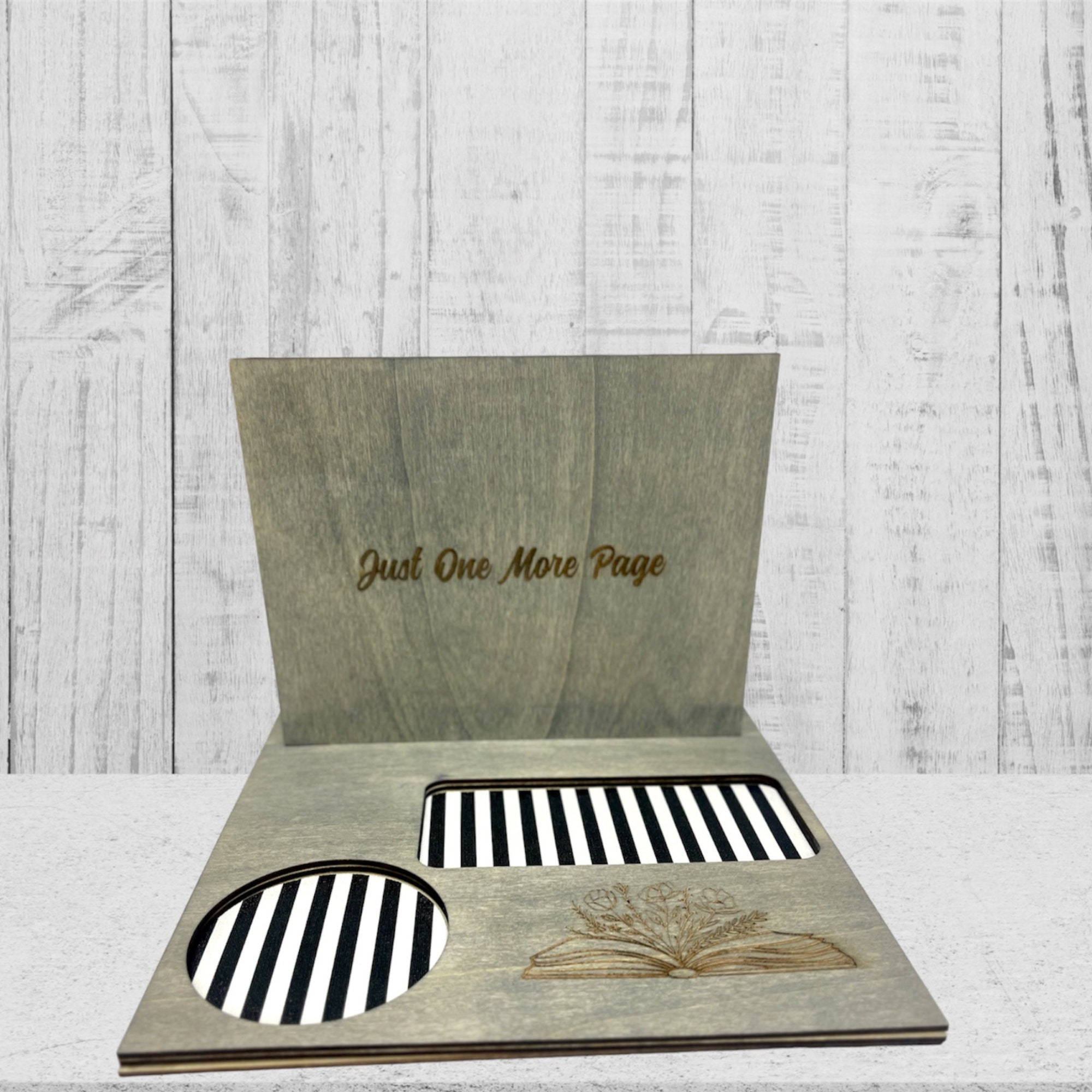 Personalized Wooden Book Valet: Reader Gift With Coffee Mug & Glasses ...