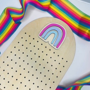 Wooden Earring Stand for Stud and Dangle earrings with Pastel Rainbow