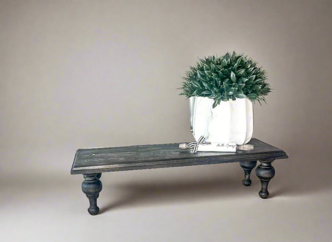 Rectangular Decorative Wood Riser With Legs - for Plants, Candles and ...