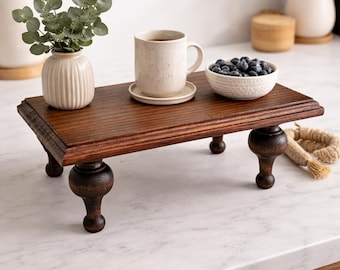 Rectangular Decorative Wood Riser with legs - For plants, candles and home decor, Kitchen Counter organizing riser