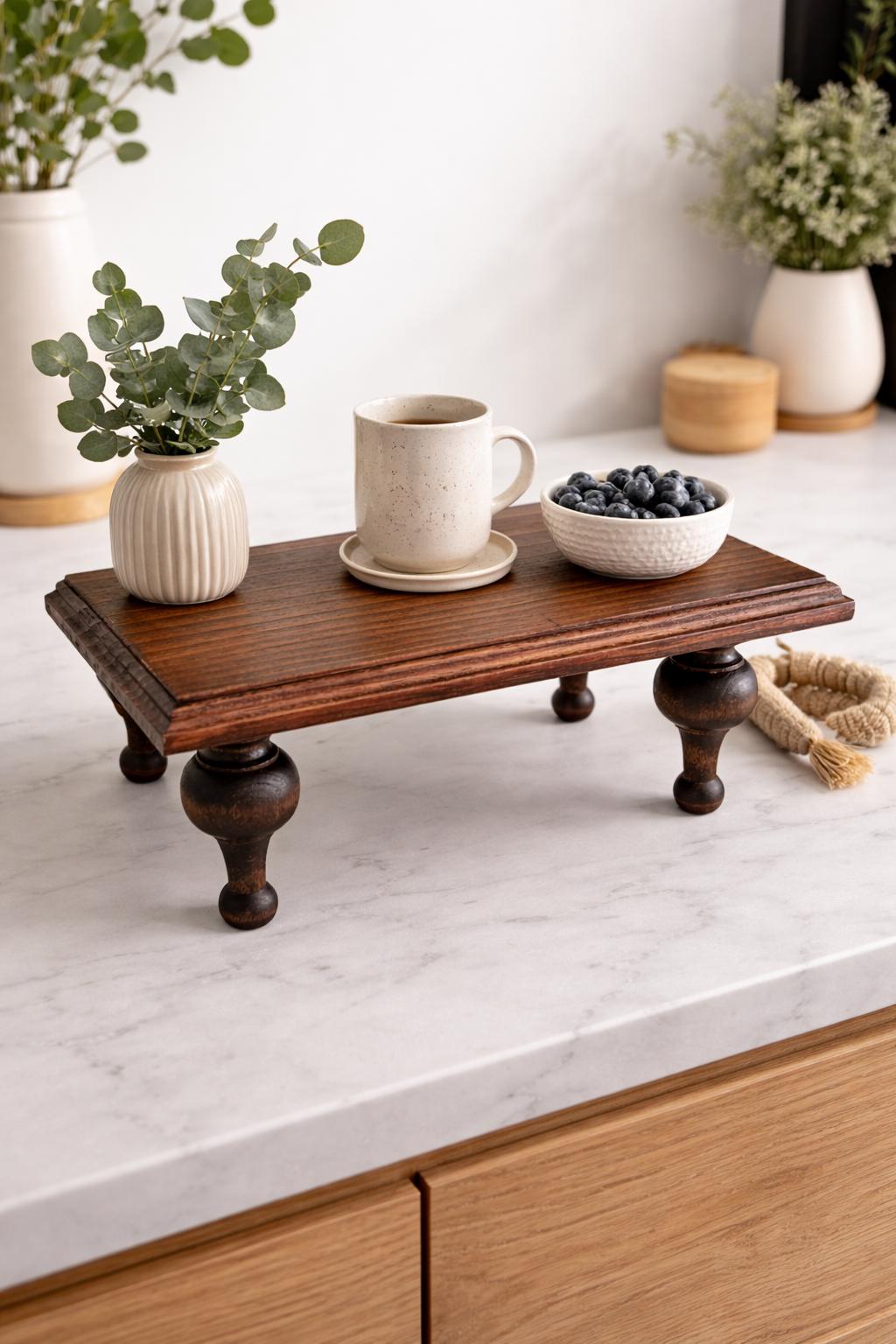 Timber Kitchen Riser Decorative Wood Riser With Legs - Coffee Bar Decor, Kitchen Counter ...