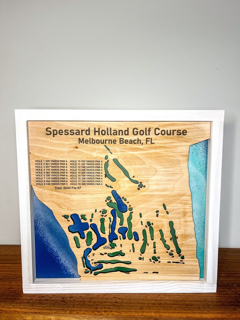 Custom Wood Golf Course Map Sign: Engraved Golf Decor for Dad, Grandpa ...