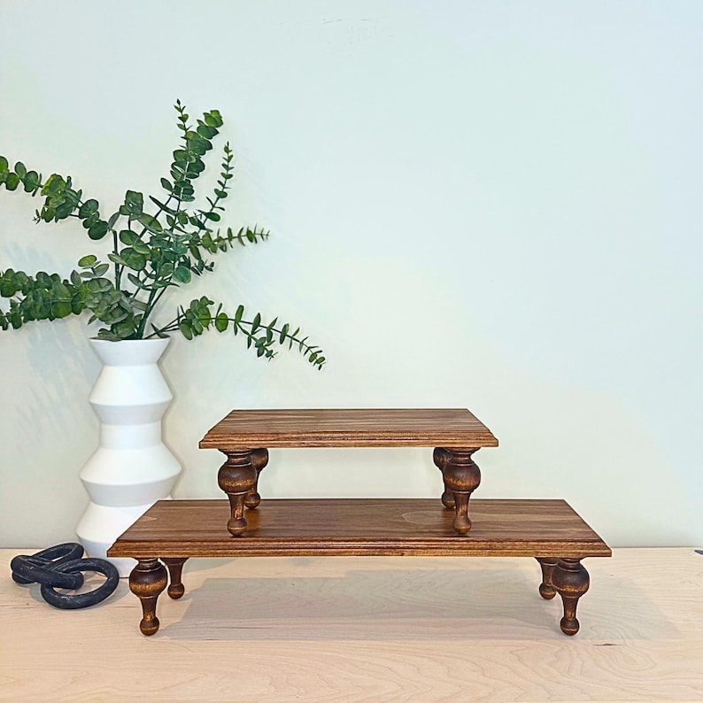 Rectangular Decorative Wood Riser With Legs - for Plants, Candles and ...