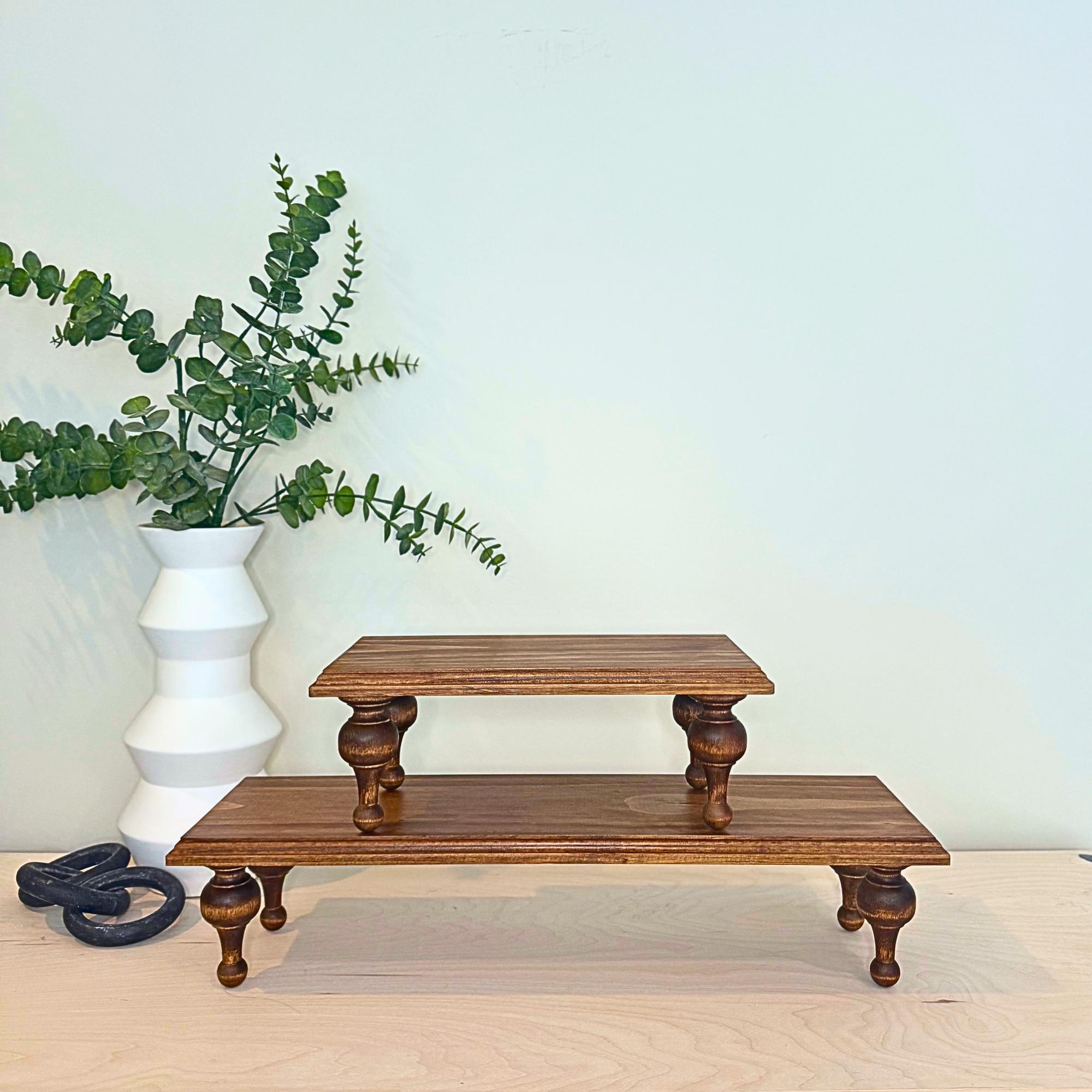 Rectangular Decorative Wood Riser With Legs - for Plants, Candles and ...
