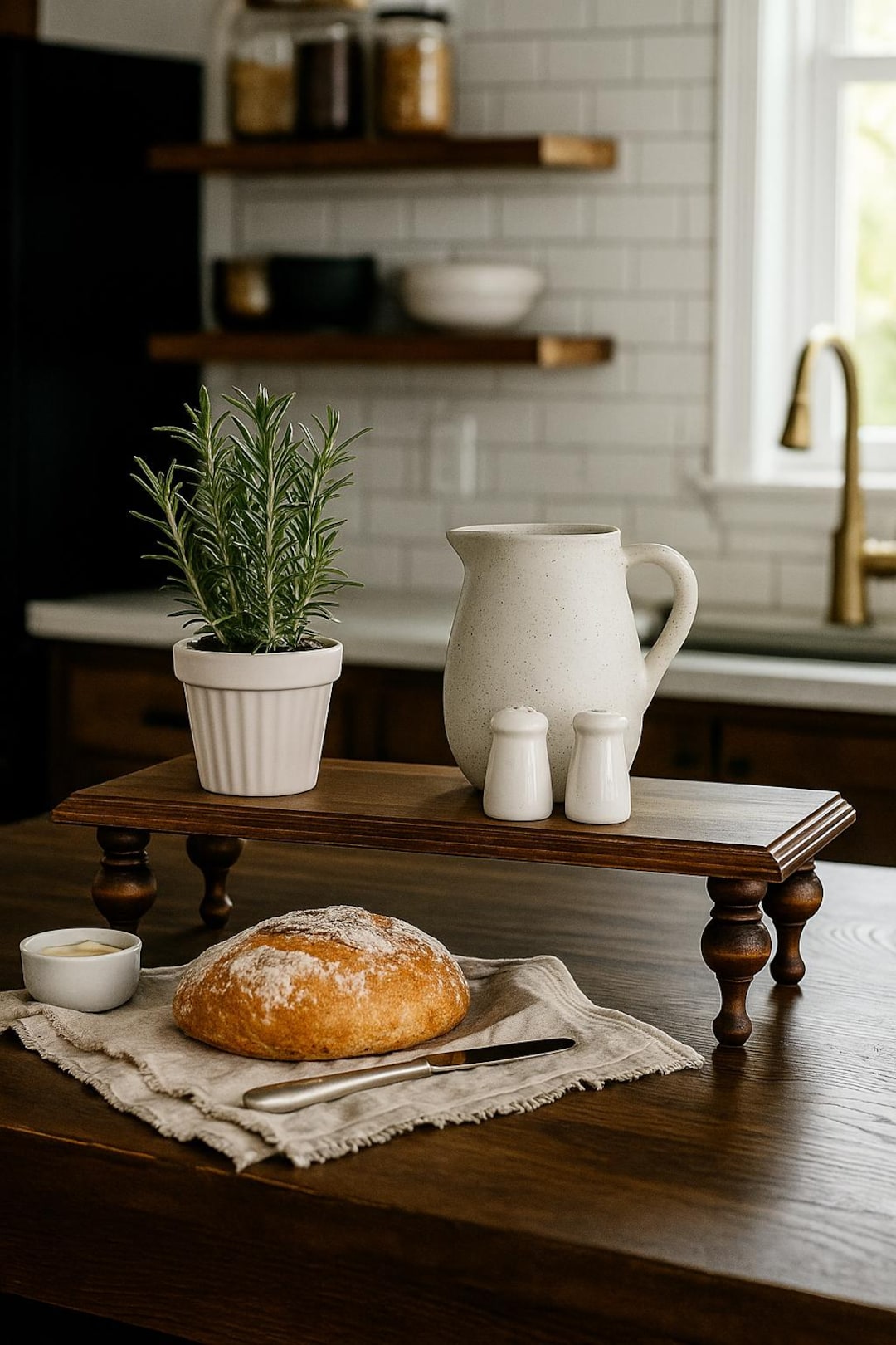 Rectangular Decorative Wood Riser With Legs - for Plants, Candles and ...