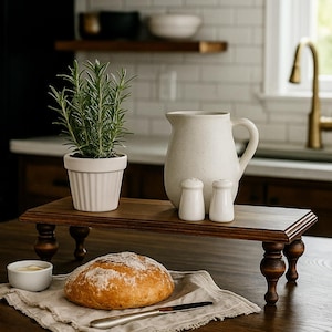 Rectangular Decorative Wood Riser with legs - For plants, candles and home decor, Kitchen Counter organizing riser