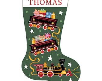 Gift Train Personalized Christmas Stocking Kit | Modern Needlepoint Canvas