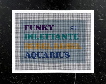 Aquarius Needlepoint Canvas Kit | Zodiac Astrology Design for Pillow or Frame