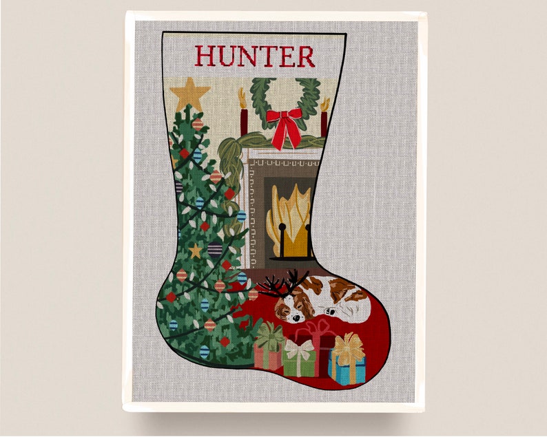 Cozy Hearth - Needlepoint Christmas Stocking DIY Canvas or Kit