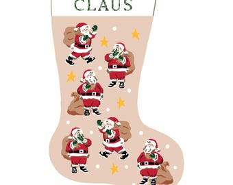 Santa Ho Ho Ho Personalized Christmas Stocking Kit | Modern Needlepoint Canvas
