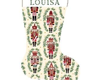 Nutcrackers Personalized Christmas Stocking Kit | Modern Needlepoint Canvas