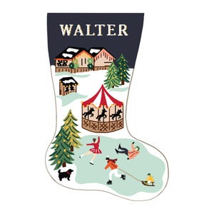 Christmas Market Personalized Christmas Stocking Kit | Modern Needlepoint Canvas