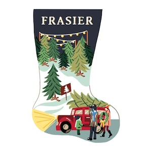 Tree Lot Personalized Christmas Stocking Kit | Modern Needlepoint Canvas