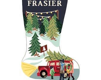 Tree Lot Personalized Christmas Stocking Kit | Modern Needlepoint Canvas