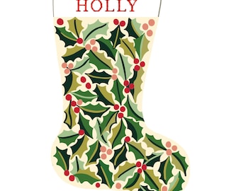 Holly Personalized Christmas Stocking Kit | Modern Needlepoint Canvas