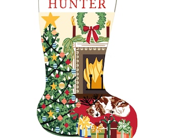 Cozy Hearth Personalized Christmas Stocking Kit | Modern Needlepoint Canvas