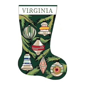 Ornaments Personalized Christmas Stocking Kit | Modern Needlepoint Canvas
