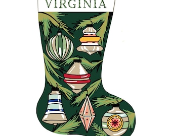Ornaments Personalized Christmas Stocking Kit | Modern Needlepoint Canvas