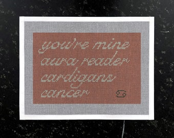Cancer Needlepoint Canvas Kit | Zodiac Astrology Design for Pillow or Frame
