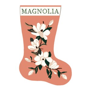 Magnolia Personalized Christmas Stocking Kit | Modern Needlepoint Canvas