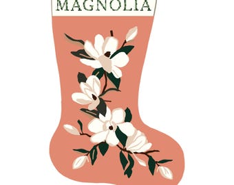 Magnolia Personalized Christmas Stocking Kit | Modern Needlepoint Canvas