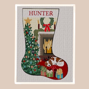 Cozy Hearth Needlepoint Christmas Stocking Kit, Modern Personalized Design