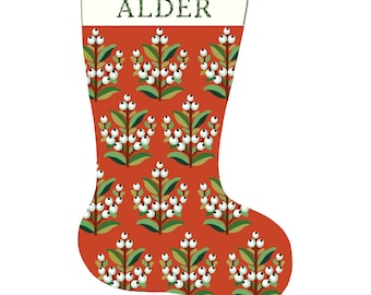 Winterberry Needlepoint Christmas Stocking Kit, Modern Personalized Design